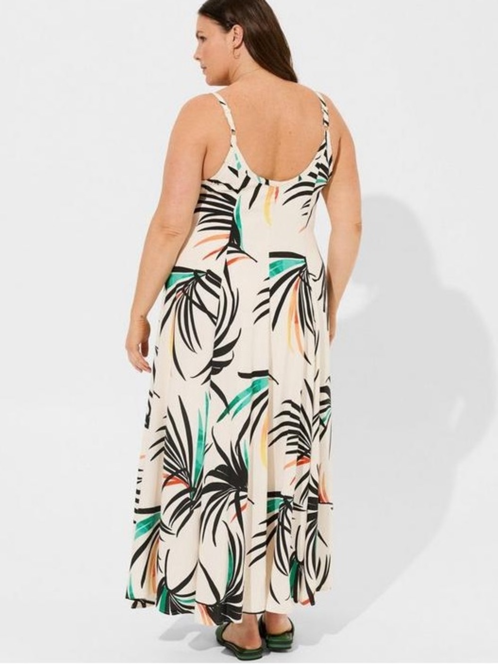 Torrid Maxi Challis Trapeze Dress Palm Leaves Dew EUC Size: 4 (26/4x) - Picture 10 of 12